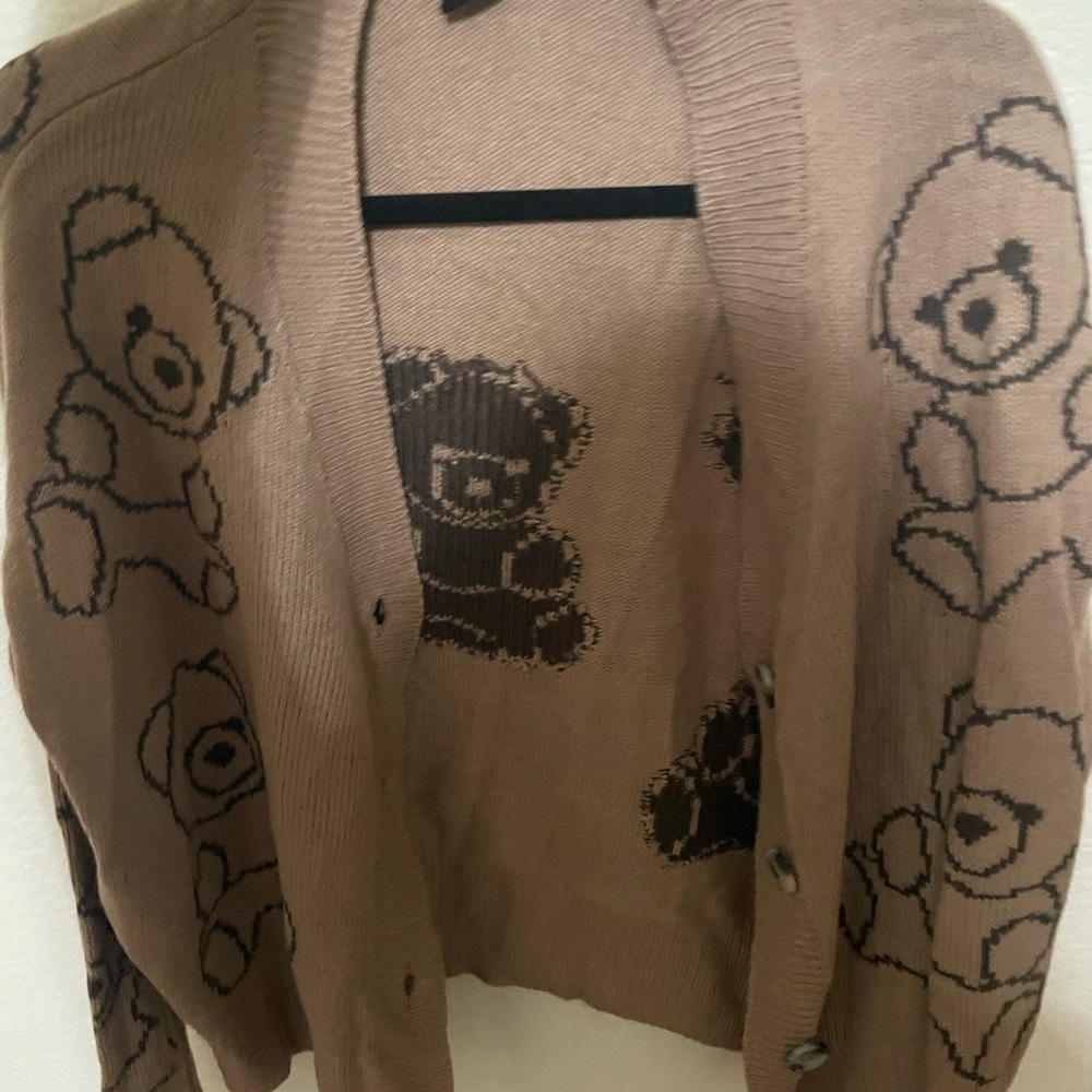 Brown Teddy Bear Patterned Women's Sweater